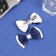 Hair clamp "Bow Vivian" (set 2 pcs) double, 6.5 cm, blue-white