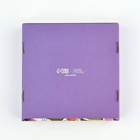 Box for Makarun with low sides "Flowers", 11 x 11 x 3 cm-3