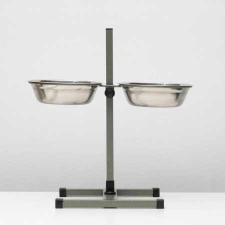 Stand with bowls, 2 x 1.5 l, height 50 cm, collapsible, green-3