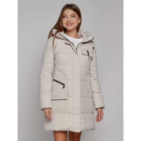 Coat insulated winter female, size 52, beige color-13