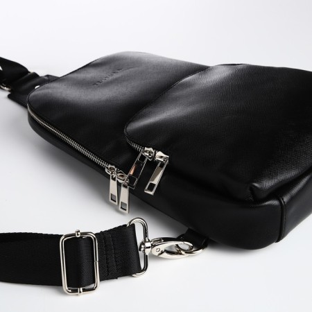 Bag - sling, textura, genuine leather, black color-3