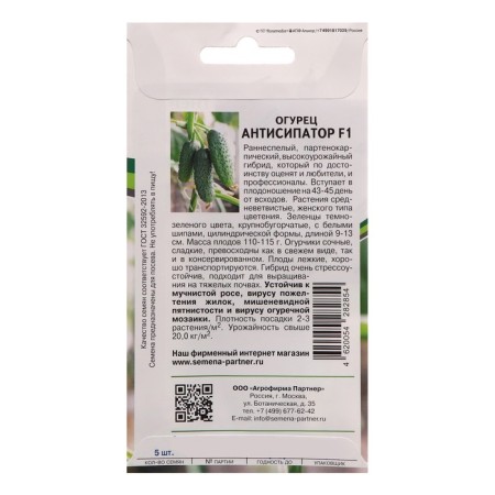 Seeds Cucumber Parthenocarpic "Antisipator" F1, 5 pcs.-1