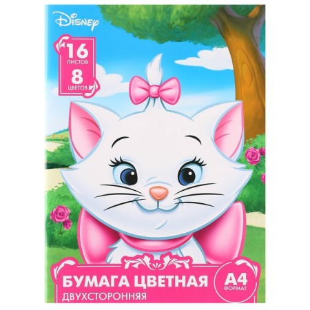 Color paper, A4, 16 sheets, 8 colors, non -nominated, bilateral, on paper, 48 g/m², cats aristocrats-4