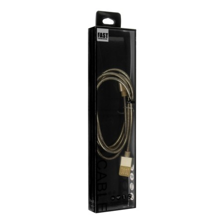 MicroUSB cable - usb, 2.1 a, metal braid, 1 meter, golden-3