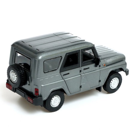 Metal machine "UAZ Hunter", inertia, 1:24, light and sound, color gray color-2