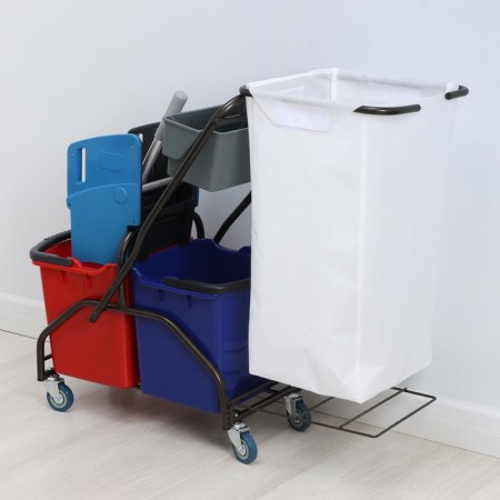 Two -browning cart for cleaning rooms, 2 × 25 l, equipment with a nylon bag, 135 liters-3