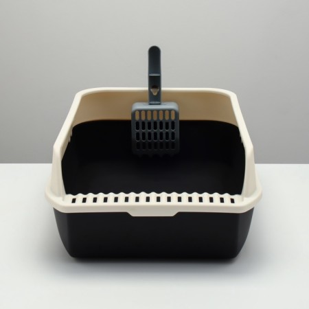 A high side toilet with a scoop and a filter, 50 x 36 x 21 cm, black-2