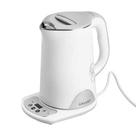 Electric kettle Galaxy Gl 0340, metal, 1.5 l, 1800 watts, adjustment t °, white