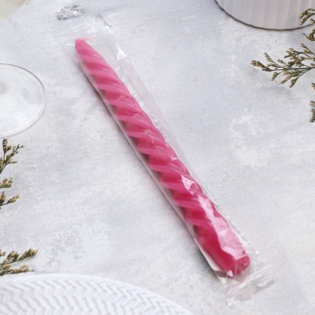 Candle twisted, 2.3x 24.5 cm, 5 hours, 50 g, raspberry-1