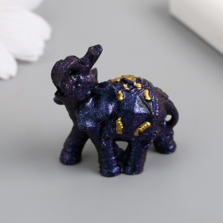 Polystone souvenir "Blue-violet elephant with a blanket and gold" 4x2x4 cm