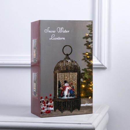 LED figure “Lantern with children and snowman” 13 × 25.5 × 8 cm, plastic, AAX3 batteries (not complete), USB, glow warm white-5