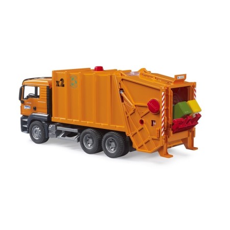 Bruder man garbage truck, with tanks, orange color-5