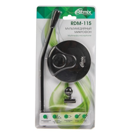 Microphone Ritmix RDM-115, on a stand, connector 3.5 mm, cable 1.5 m-2