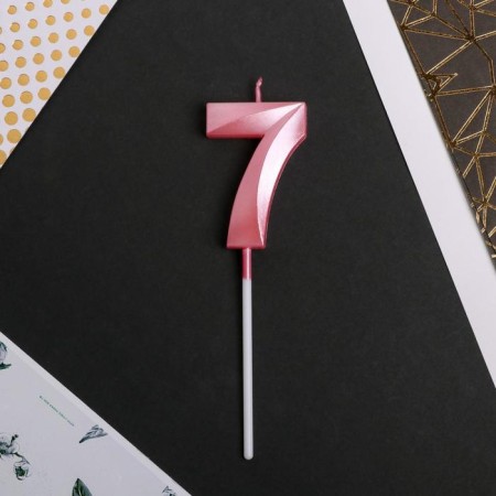 Candle for the cake, the number "7", pink.-2
