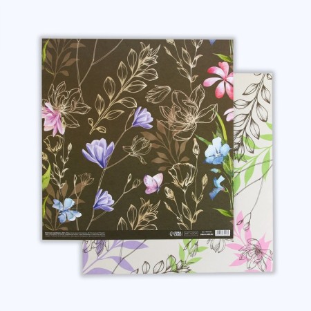 Scrapbooking paper "delicate flowers", 30.5 x 32 cm, 180 g/m²-1