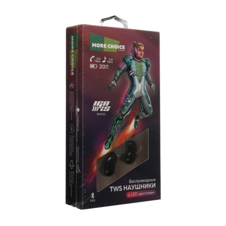 Headphones More Choice BW22S, TWS, wireless, vacuum, BT 5.1, 200 mac, microphone, black-7