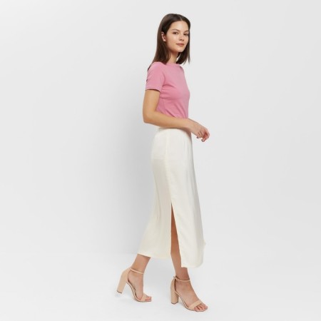 Women's skirt Minaku: Silk pleasure beige color, river 42-1