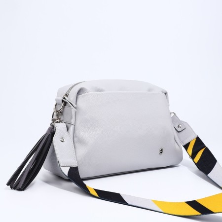 Richet Cross-Body bag, external pocket, 2 long belts, gray color.-2
