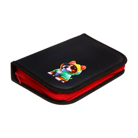 Penal 3 sections, tab inside, 140 x 210 x 40 mm, fabric, calligrata top block "Cool bulldog"-2