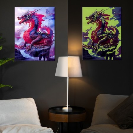 Picture on numbers with luminous paint, 40 × 50 cm "Red Dragon" 20 colors-1