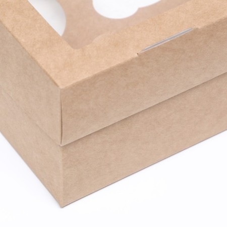 Box for 9 muffins with a window, craft, 25 x 25 x 10 cm-2