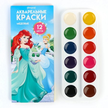 Honey watercolor "princesses", 12 colors, in a cardboard box, without a brush-3