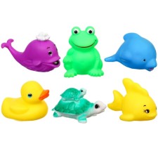 A set of rubber toys for the bathtub 
