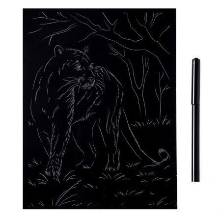 Engraving 18 × 24 cm, animals of Africa "Worded Panther" (holography)-2