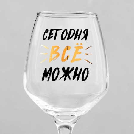 A glass for the wine "You can do everything", 350 ml, type of drawing: Decorative-6