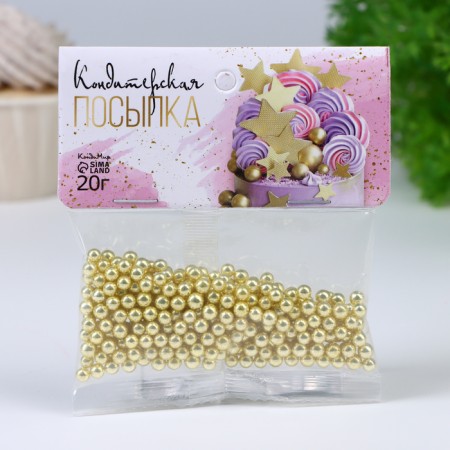 Confectionery sprinkling "gold, chrome, balls" 4 mm, 20 g-1
