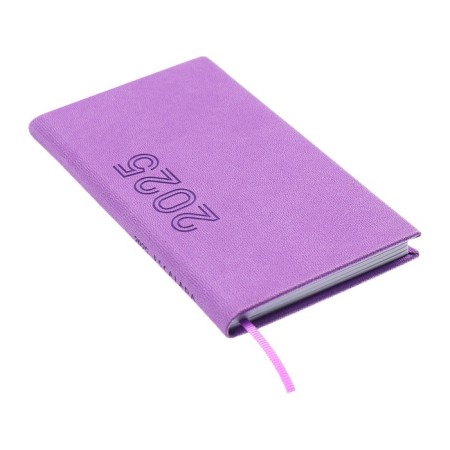 The weekly dated 2025, 85x145 mm, 64 sheets of Escalada, a solid cover made of artificial leather, pancake embossing, block 70 g/m², lilac-1