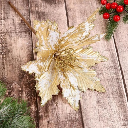 Decor "Winter Flower" Krakle, 26x19 cm, white-gold