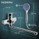 Bath mixer Zein Z3847, single -leaf, pour 30 cm, shower set, watering can 5 dir, chrome