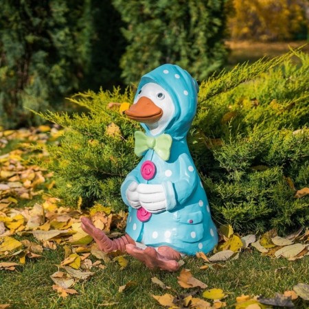 Garden figure "Duckling in a cloak" Blue, 41x39x53cm-1