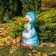 Garden figure "Duckling in a cloak" Blue, 41x39x53cm