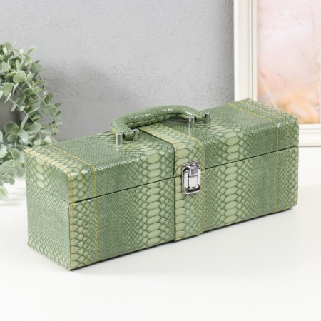 Casket wood, leatherette for a bottle "Green snake" 5 items 35.5x15x11.5 cm-5