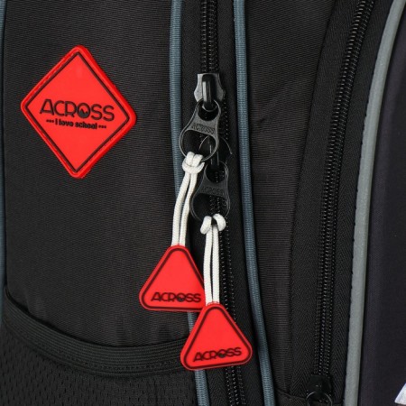 School backpack 37 x 28 x 13cm, ergonomic back, Across 557, black/red-8