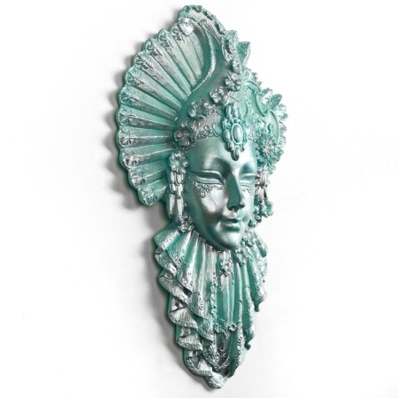 Panel "Mask 1" turquoise with silver, 30cm-2