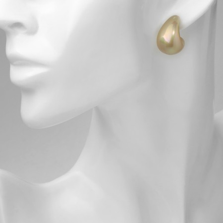 Earrings plastic "drop" smooth mini, beige color-5