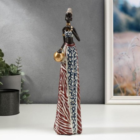 Souvenir Polystone "African with a jug in an outfit under Zebra" 33x9x8 cm