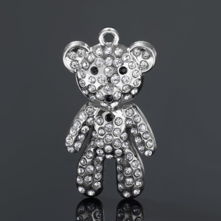 Suspension "Bear", white color in silver
