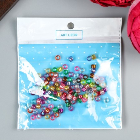 Beads for creativity plastic "Color cylindrics" set 10 grams 0.6x0.6x0.6 cm-2