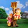 Garden figure "Boy and girl on a tree", 40x31x66cm, mix