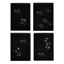 A4 sketchbook, 30 black sheets on the crest, Panda, solid substrate, density 110 gr., Mix