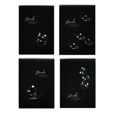 A4 sketchbook, 30 black sheets on the crest, Panda, solid substrate, density 110 gr., Mix