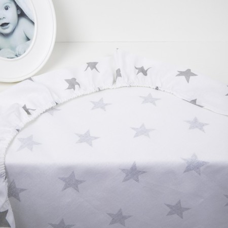 Sheet on the elastic band "Stars on White", size 60x120 cm-3