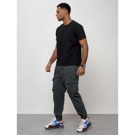 Cargo jeans men, size 52, dark gray color-3