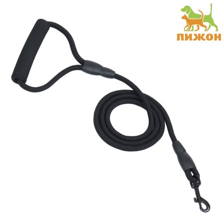 Round "Tone" leash, with a soft handle made of paralon, 120 x 0.8 cm, black