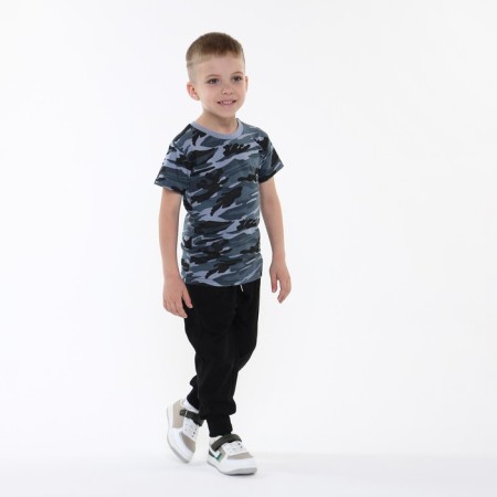 T-shirt for a boy, gray/camouflage color, height 134-140 cm-4