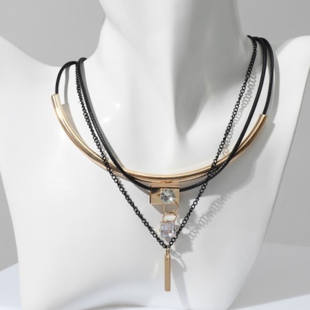 Pendant "exclus" rhombus, white color in gold, 37 cm-1